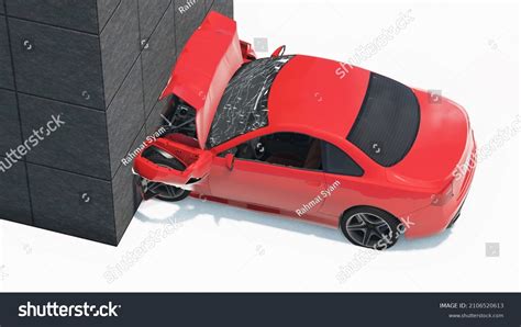 3d Illustration Car Hitting Wall Isolated Stock Illustration 2106520613 ...