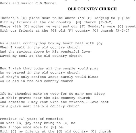 Old Country Church 1- Christian Gospel Song Lyrics and Chords