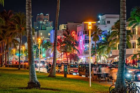 Miami Beach, Florida, USA - Night Life in South Beach Precinct ...