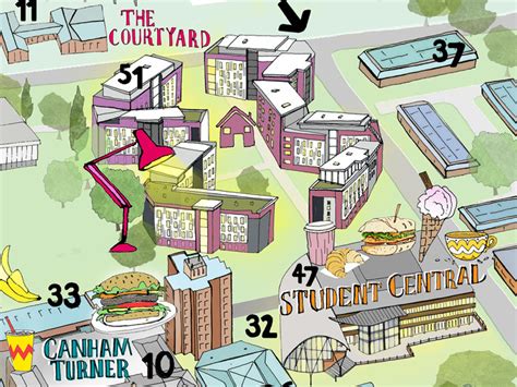 Custom University of Hull campus map - Katherine Kannon Illustration