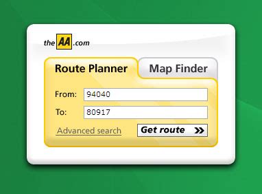 Using AA Route Finder to search AA Route Map & Roads from TheAA.com