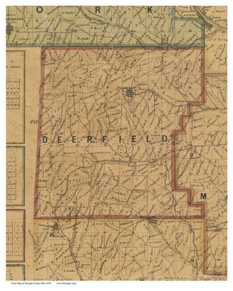 Deerfield, Ohio 1854 Old Town Map Custom Print - Morgan Co. - OLD MAPS