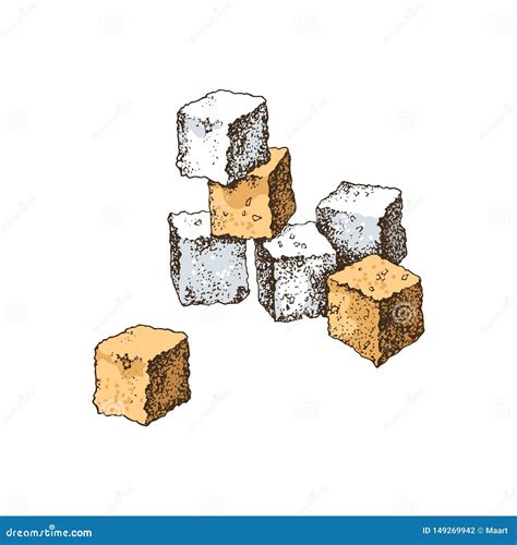 Hand drawn sugar cubes stock vector. Illustration of lump - 149269942