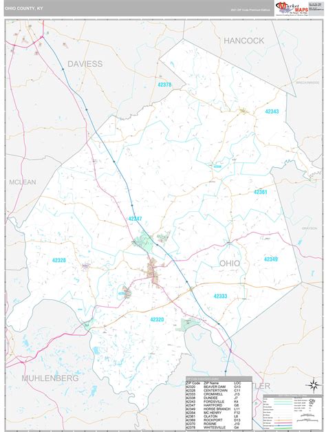 Ohio County, KY Wall Map Premium Style by MarketMAPS - MapSales