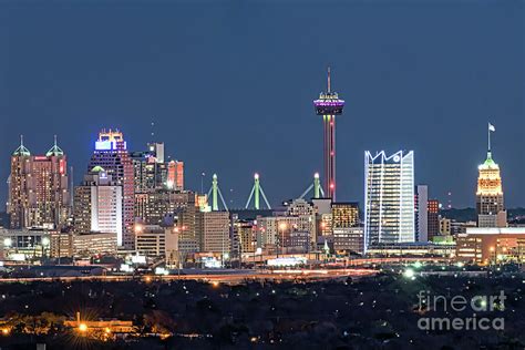 Downtown San Antonio Skyline Night Photograph by Bee Creek Photography ...