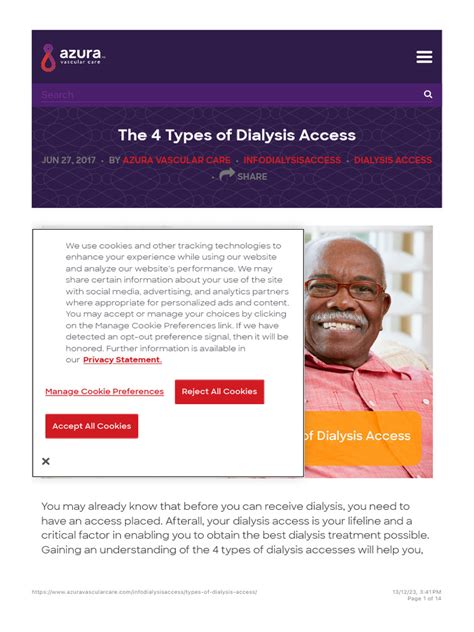 The 4 Types of Dialysis Access - Azura Vascular Care | PDF ...