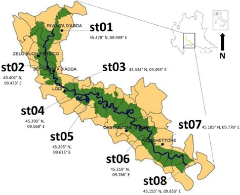 Study area: the main course of the River Adda in the administrative ...