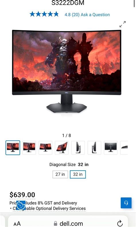 Dell S3222DGM - QHD 32 inch 1ms 165Hz Curved Monitor, Computers & Tech, Parts & Accessories ...