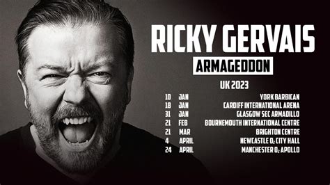 Ricky Gervais Tickets For 2023 UK And European Shows Of Armageddon Tour ...