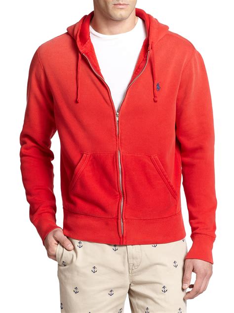 Lyst - Polo Ralph Lauren Full-zip Fleece Hoodie in Red for Men