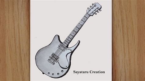 How to draw a Guitar step by step for beginners - Guitar Drawing - Pencil sketch