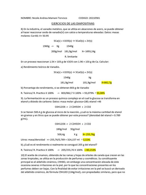 Ejercicios de Estequiometria de Soluciones | PDF | Química | Ciencias ...