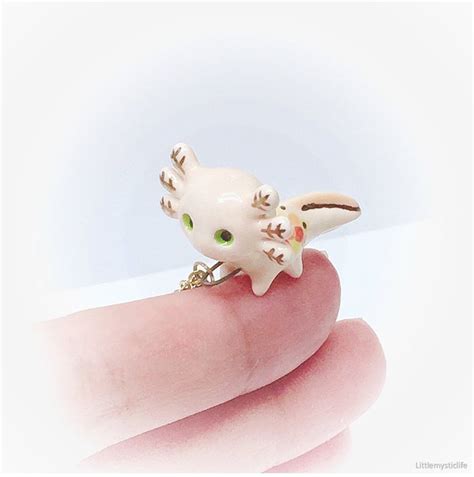 Axolotl Ceramic Necklace Miniature Axolotl Porcelain Animal | Etsy