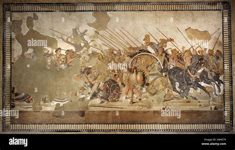 Alexander Mosaic. Battle of Issus (333 B.C.). Battle between Alexander the Great and the ...