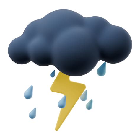 3D cartoon weather rain clouds with thunderstorm. Dark cloud sign with ...