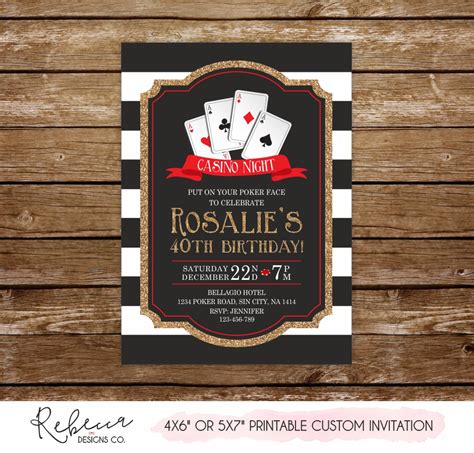 Casino party invitation casino birthday invitation poker party las vegas invitation printable ...