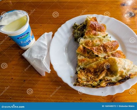 Balkan Burek with Meat and Yogurt Editorial Photography - Image of balkan, republic: 166948072