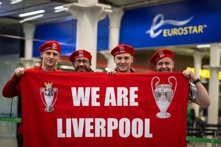 Liverpool Fc Fans Pose They Arrive Editorial Stock Photo - Stock Image | Shutterstock