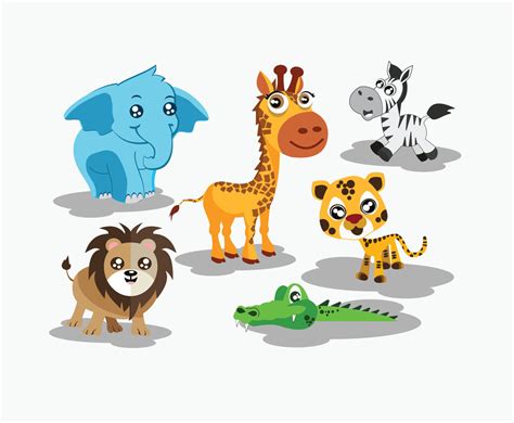 Cute Cartoon Animals Vector Vector Art & Graphics | freevector.com