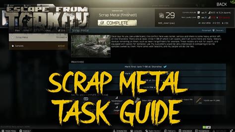 SCRAP METAL - TASK GUIDE - Escape From Tarkov - Game videos