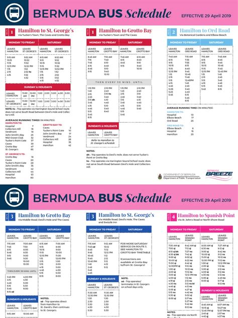 DPT Bus Schedule | Bermuda | Public Transport