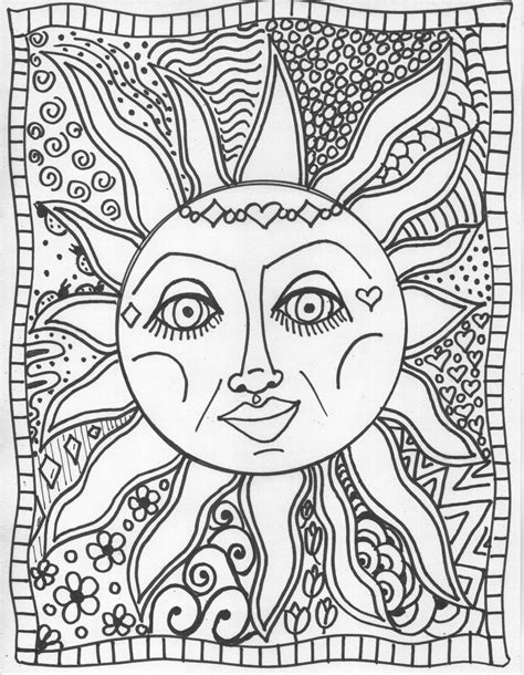 Adult Coloring Pages of the Sun - Free Printable Sun Coloring Pages