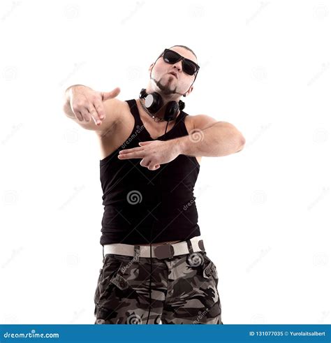 Stylish Rap Artist with Black Glasses.isolated on White Background ...