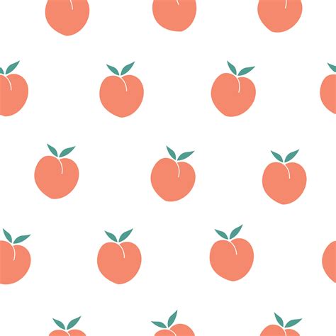 Seamless fruit pattern Orange peach hand drawn cartoon style On a white background Used for ...