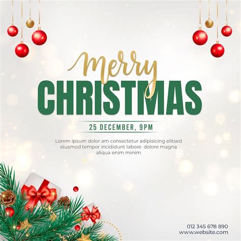 Premium PSD | Free PSD realistic christmas party poster template