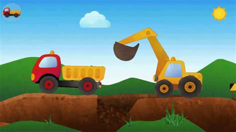 Excavator, truck, dozer - construction equipment, cartoon for children - YouTube