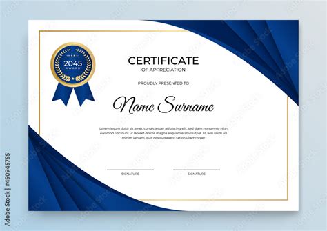 Elegant blue and gold diploma certificate template. Blue and gold Certificate of achievement ...