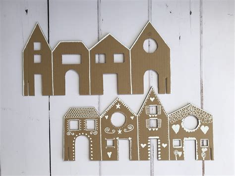 Recycled Cardboard Christmas ‘Gingerbread’ Village – The Bear & The Fox