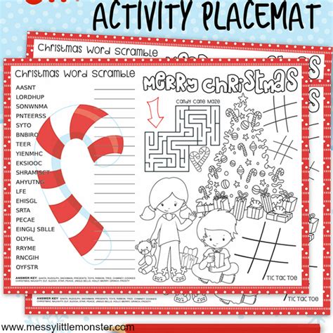 Printable Christmas Activity Placemats - Messy Little Monster