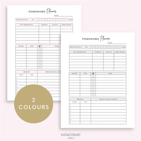 Simple Pomodoro Planner Printable Study Session Planner - Etsy