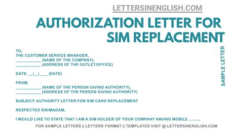 Authorization Letter For Sim Card Replacement