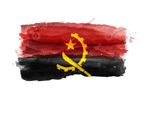 Watercolor Angola Flag In Vector Form Handpainted Angola State Realism Vector, Angola, State ...