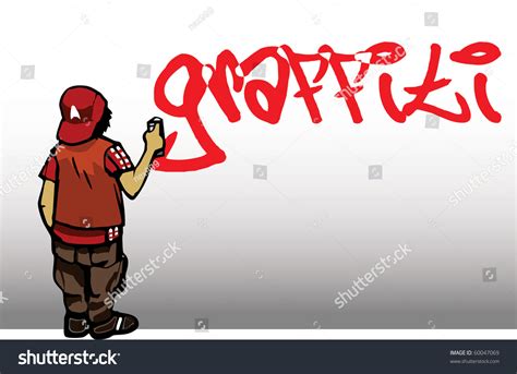 Boy Drawing Graffiti On Wall Stock Vector (Royalty Free) 60047069 | Shutterstock