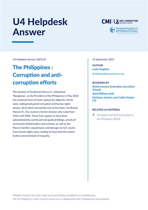 The Philippines: Corruption and anti-corruption