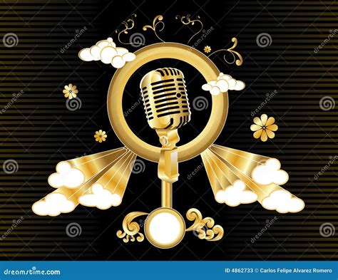 Gold microphone vector stock vector. Illustration of circles - 4862733