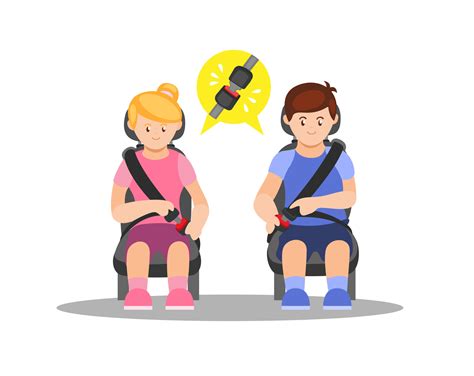 People sit wearing car seat belt instruction symbol illustration vector ...