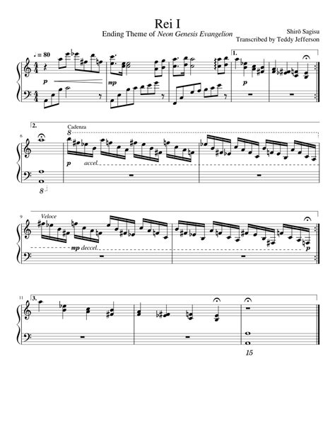 Rei I (Ending Theme to Neon Genesis Evangelion) Sheet music for Piano ...