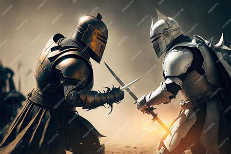 Premium Photo | Fighting Knights Medieval Warrior Duel Dramatic Knight ...