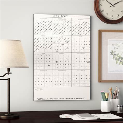 Winston Porter Yearly Dry Erase Calendar Whiteboard Wall Decal & Reviews | Wayfair