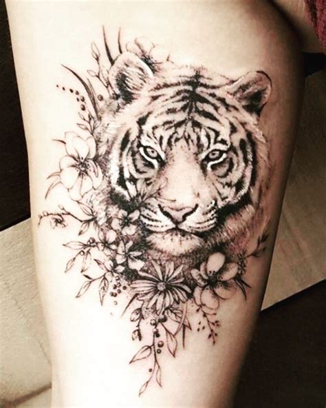 White Tiger Tattoo On Thigh