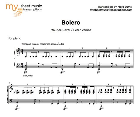 Bolero - (Maurice Ravel / Peter Vamos) | sheet music (.pdf) • My Sheet Music Transcriptions