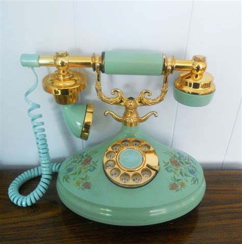 Vintage Rotary Telephone Aqua and Floral Empress Phone in Princess ...