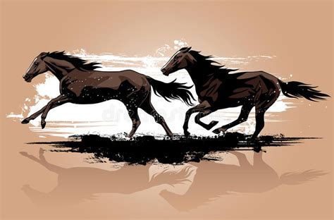 Wild horses running. Vector illustration of wild horses running , # ...