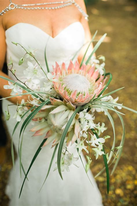 Intimate Hawaiian Nuptials | Hawaii - Protea bouquet by Petals | Tropical wedding bouquets ...