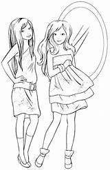 Online coloring Pages Coloring Page Two Beautiful girlfriends Coloring  sketch template