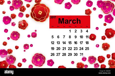 March Calendar. Spring Banner. Floral Illustration. Desktop Schedule ...